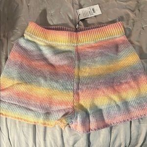 Poppy/ombré sweater shorts